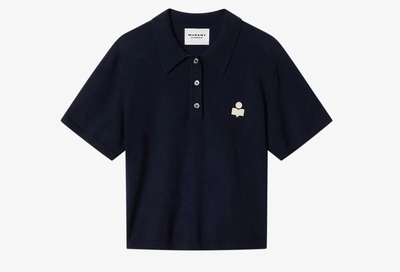 polo althea de punto de algodón y lana con logotipo Midnight